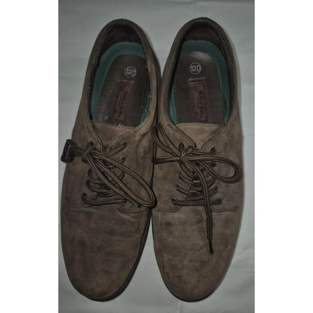 Bugle Boy Justin  men's leather upper brown dress shoes sz 12‎ lace up man made